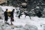 अस्सी साल के बुजुर्ग का परिवार संग गोरी नदी का खतरनाक नाला पार करना