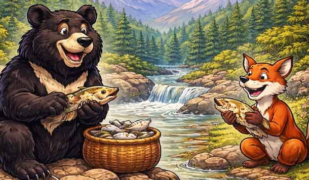 मेहनती भालू और चालाक सियार की लोककथा